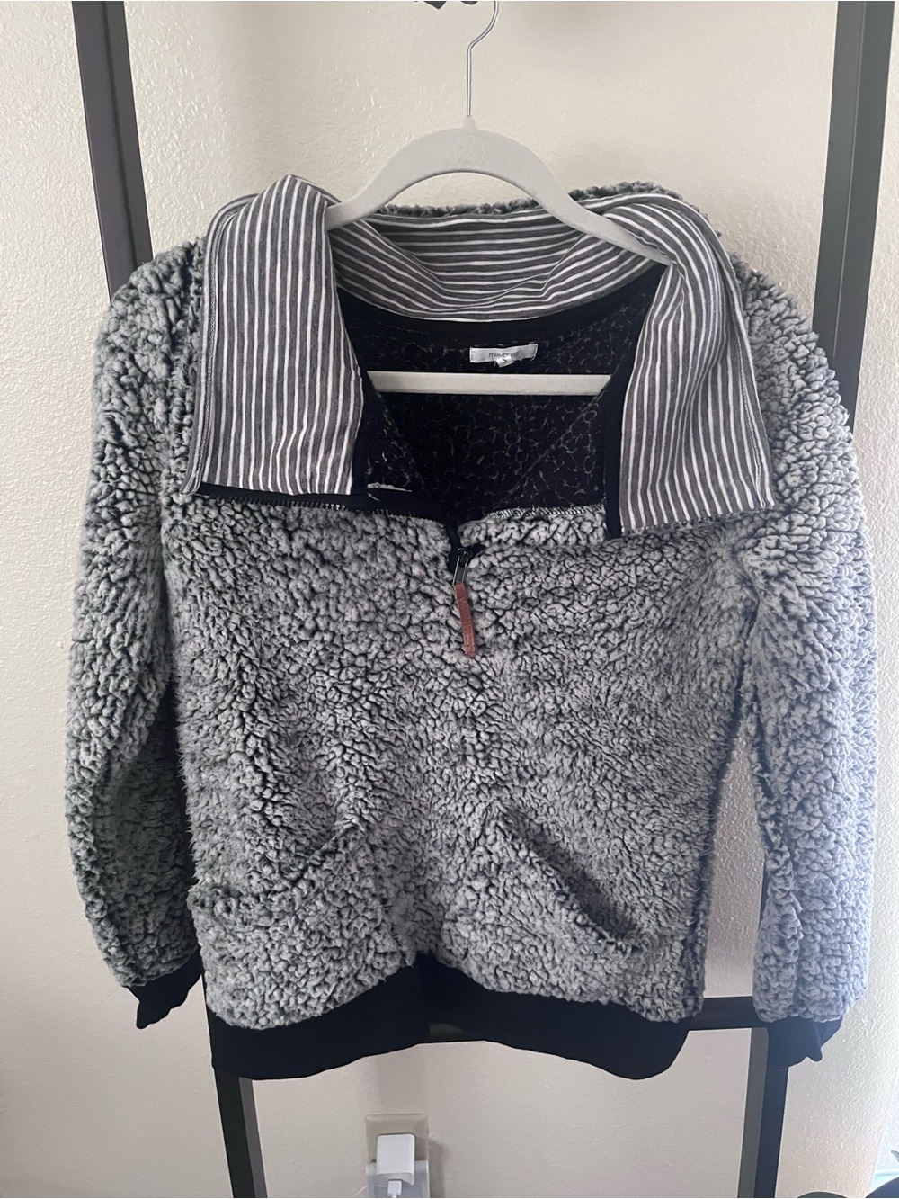 Maurices Gray Sherpa Half-Zip Pullover Jacket